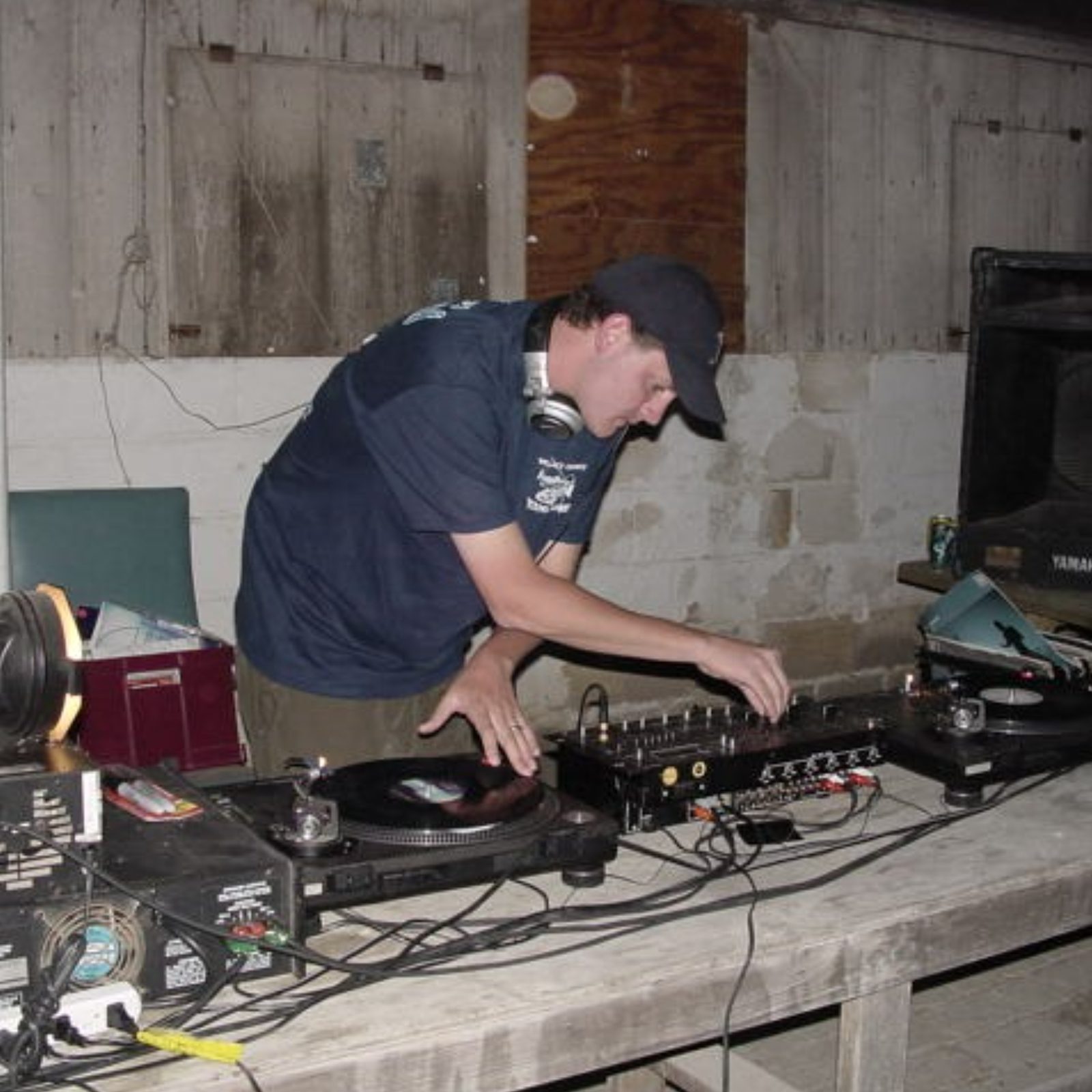 A young Drew Lentz DJing on turntables during the Energetik Events era